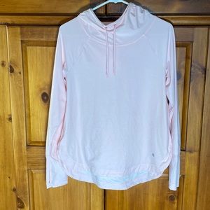 Light Pink Long Sleeve Hooded Womens Light Weight Work Out Sweatshirt